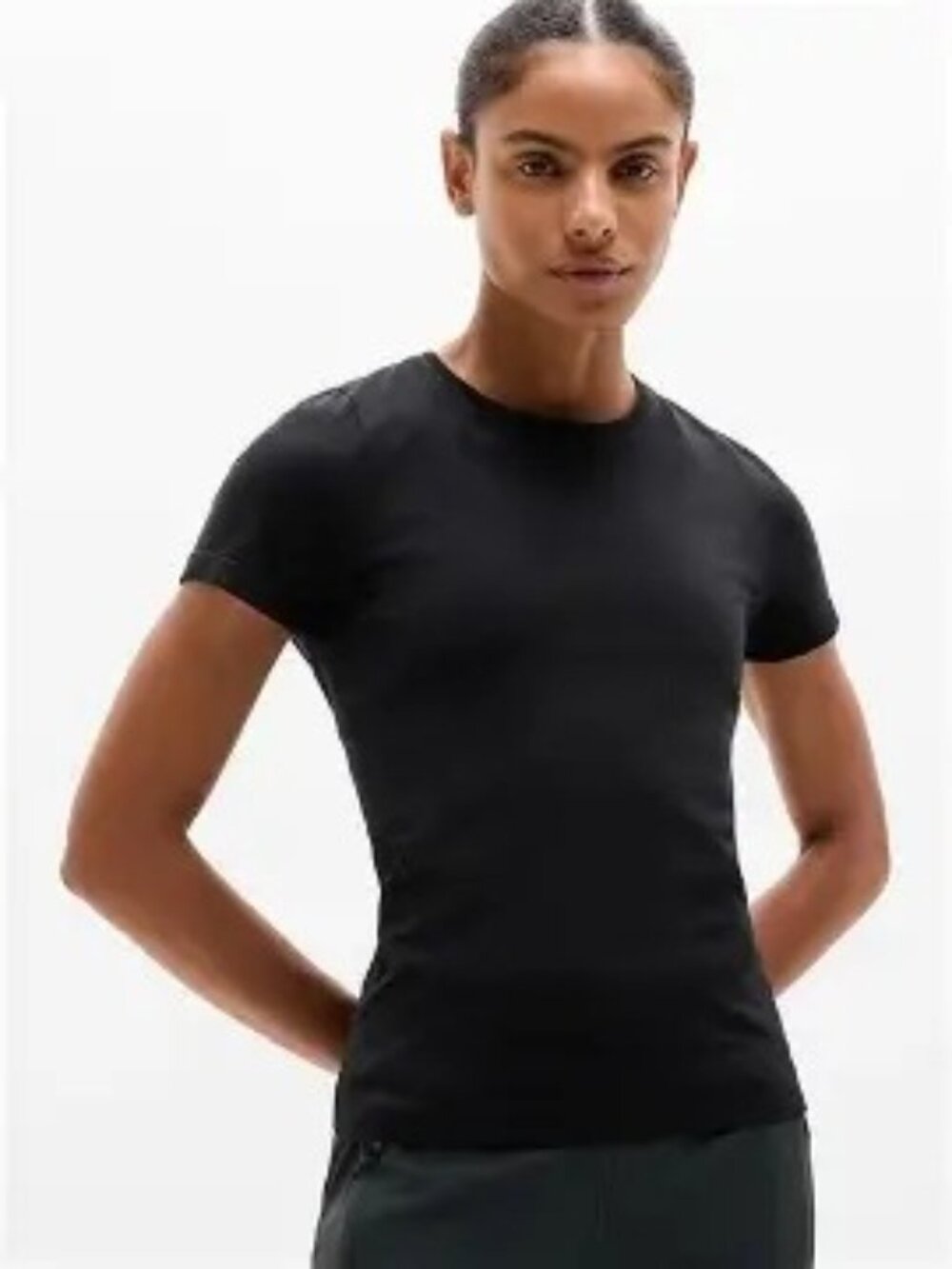 NWOT Athleta In Motion Seamless Tee in Black, Size Large